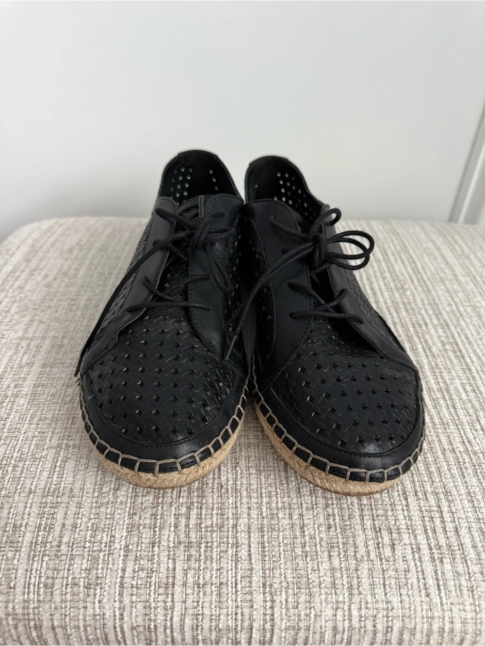 Black Espadrille Lace-Up Shoes